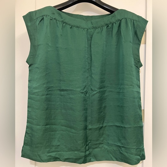 Talbots Silky Bateau Cap Sleeve Blouse Emerald Green 12P - Picture 1 of 6